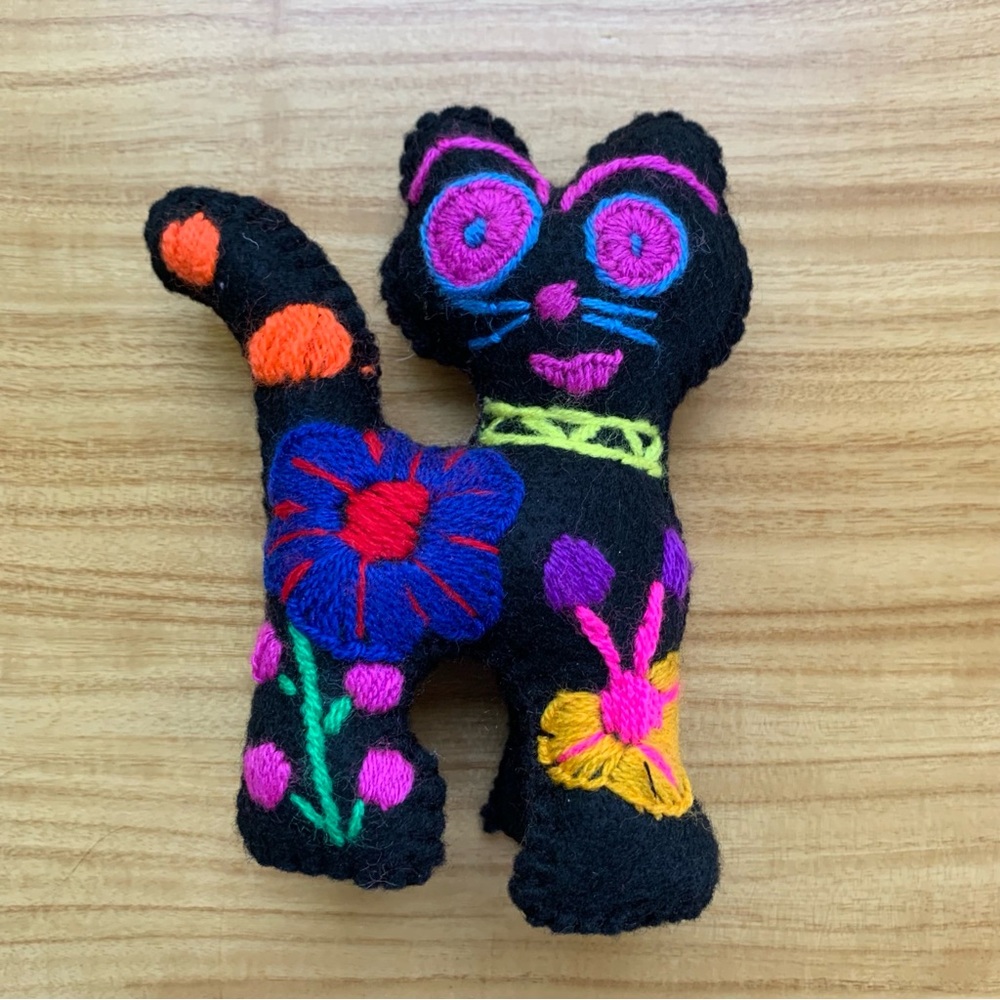 Embroidered Black Cat Stuffed Animal - Picture 1 of 5
